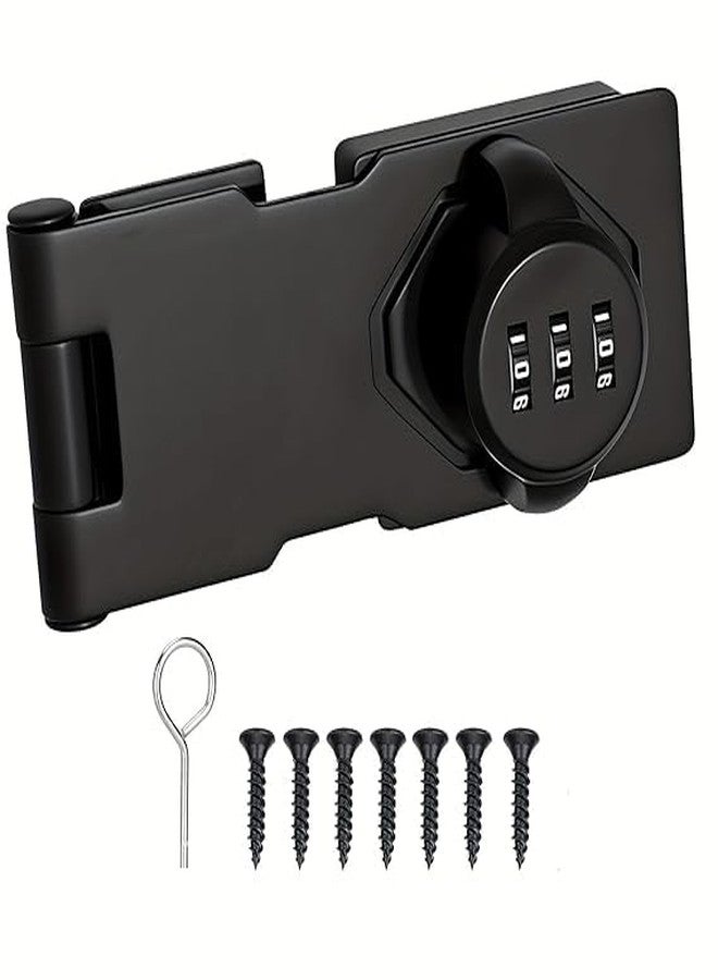 CHALISA Household Cabinet Combination Lock,Password Hasp Locks,Cabinet Door Lock,Door Security Slide Latch Lock with Screws for Small Doors, Cabinets, Barn Door, Bathroom, Outdoor, Garden (Black) - Image 2